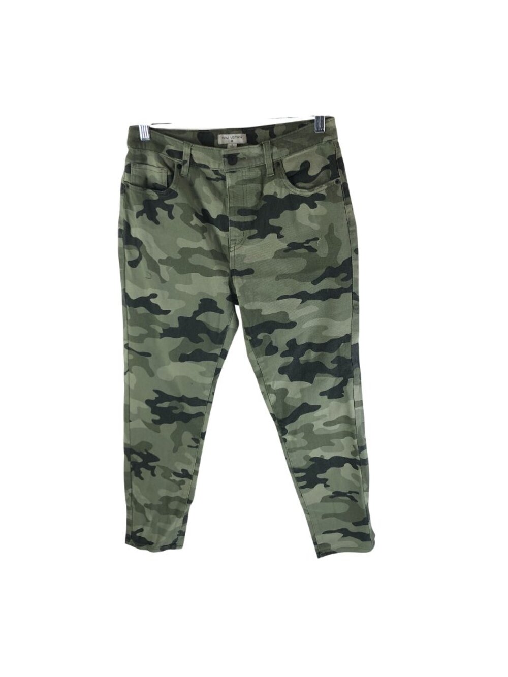 Nili Lotan Target Camo Print Womens Skinny Jeans Size 8 Mid-Rise Cotton-Blend